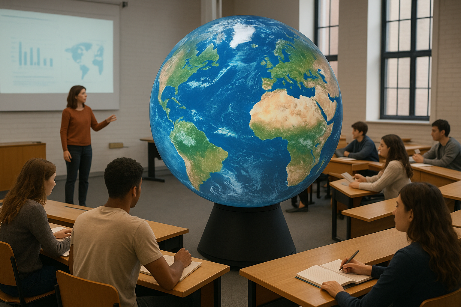 Digital sphere display in university setting for immersive learning