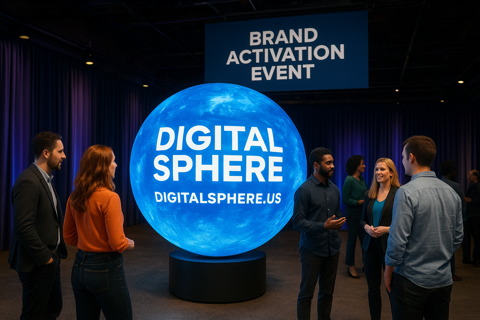 Digital Sphere rental display at a brand activation event by DigitalSphere.us