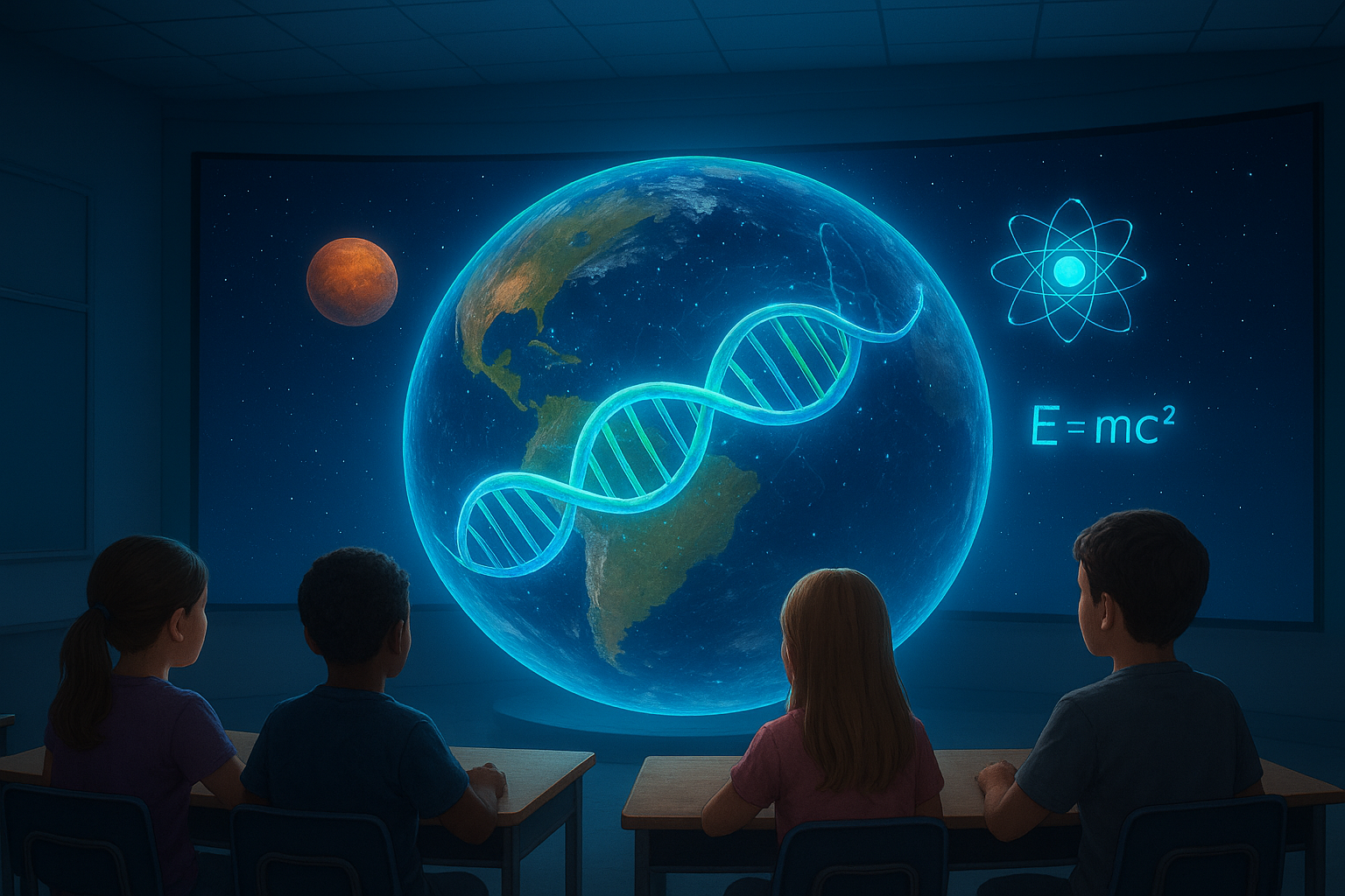 Digital sphere for science education in immersive classroom display by DigitalSphere.us