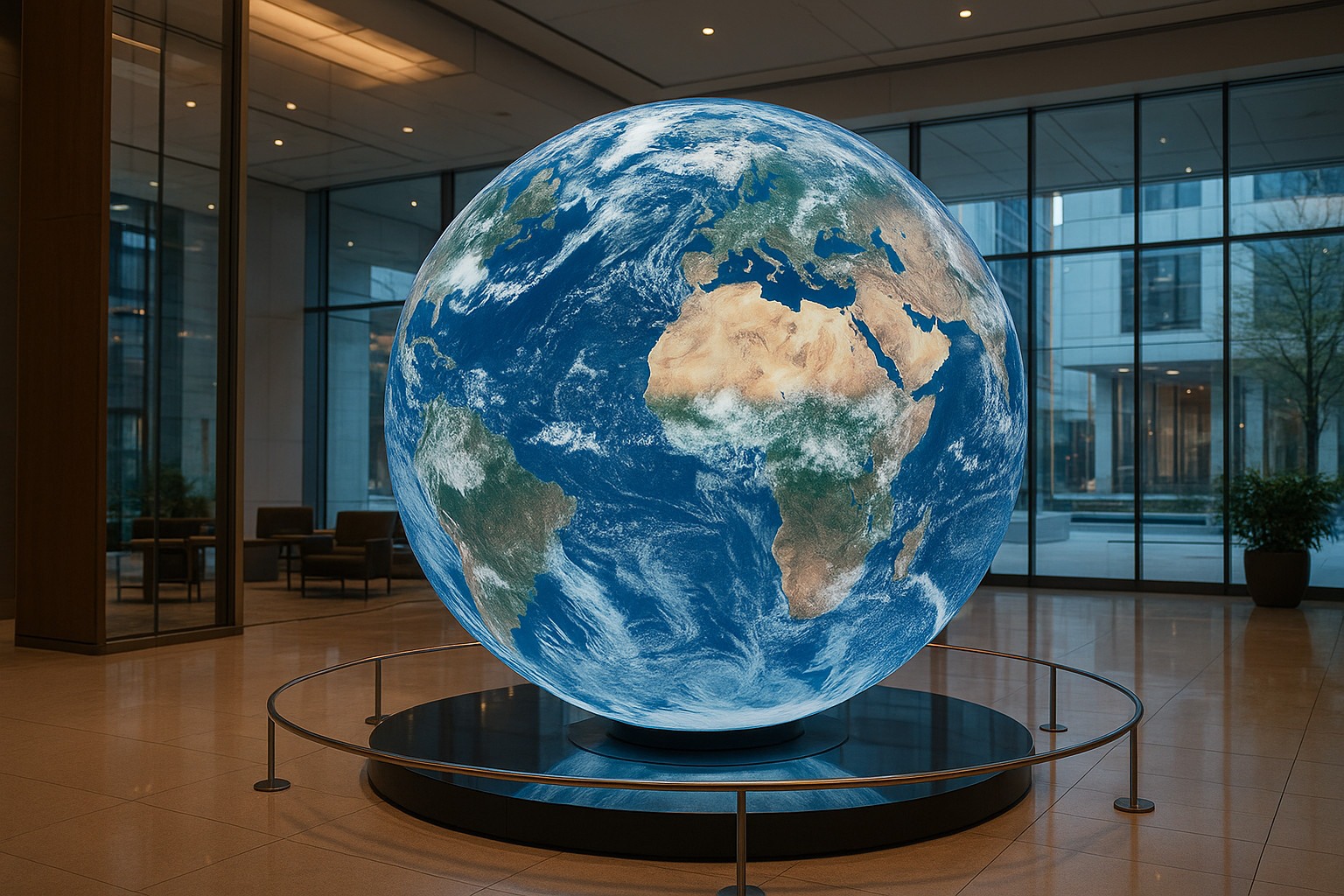 Photorealistic Digital Sphere installation for planetary exploration at a premium commercial environment by DigitalSphere.us