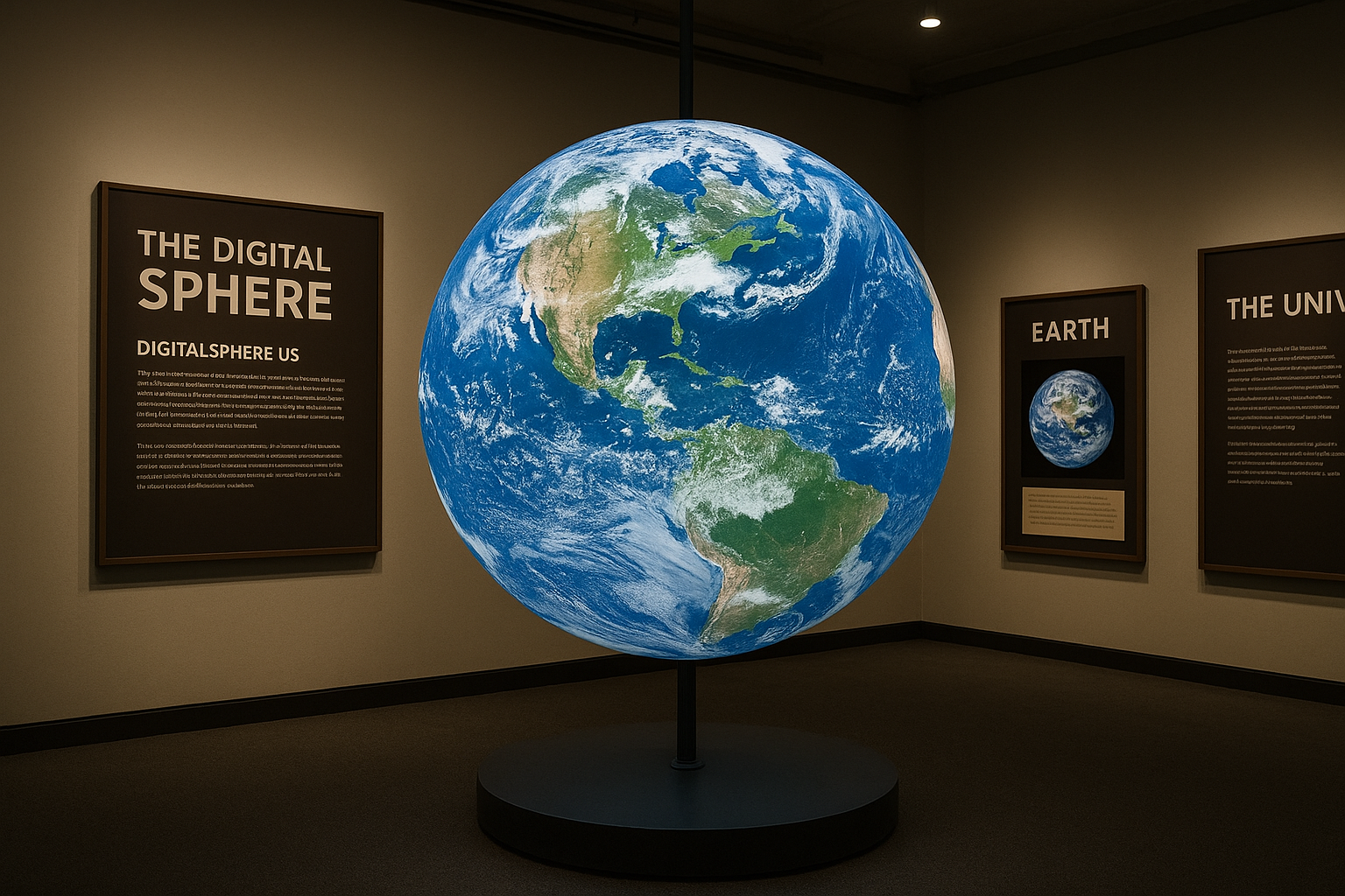 A photorealistic digital sphere display in a museum educational exhibit by DigitalSphere.us