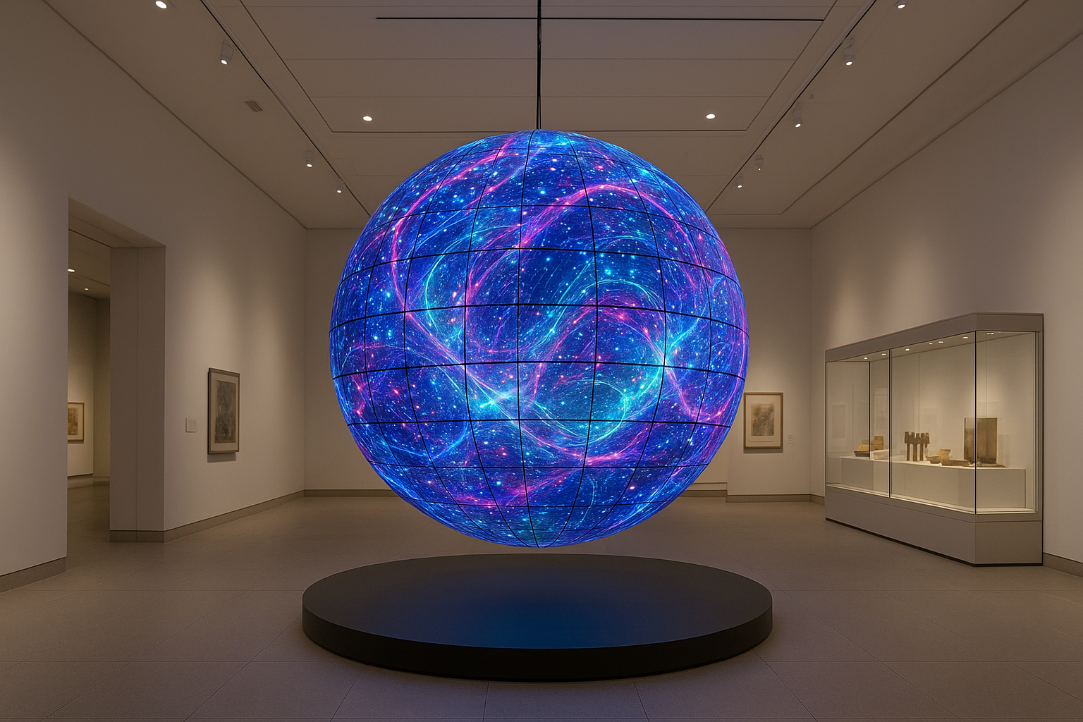 Digital sphere installation in a modern school museum by DigitalSphere.us