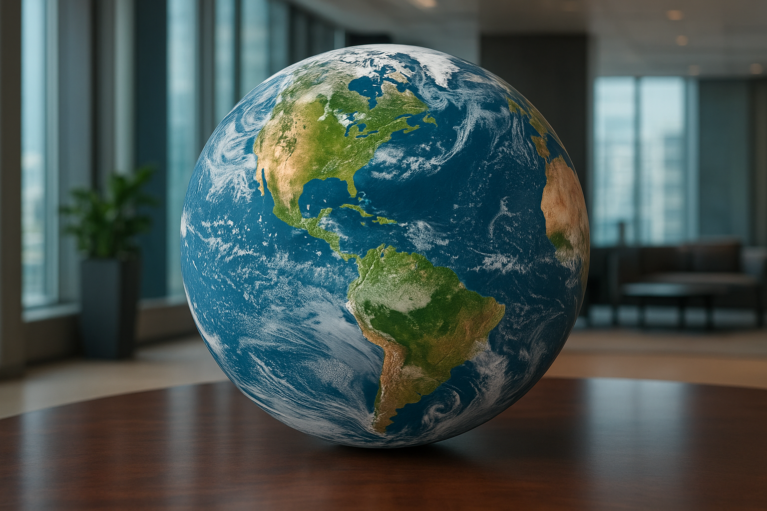 Photorealistic digital sphere for climate change presentations in a premium commercial environment by DigitalSphere.us