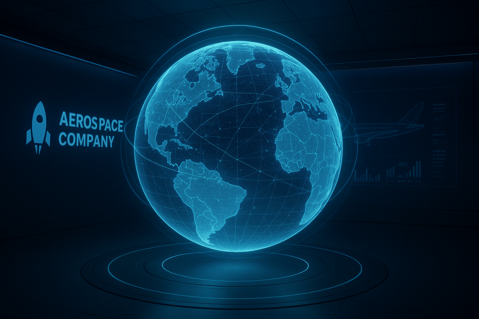Custom digital sphere display for aerospace company visualization and collaboration