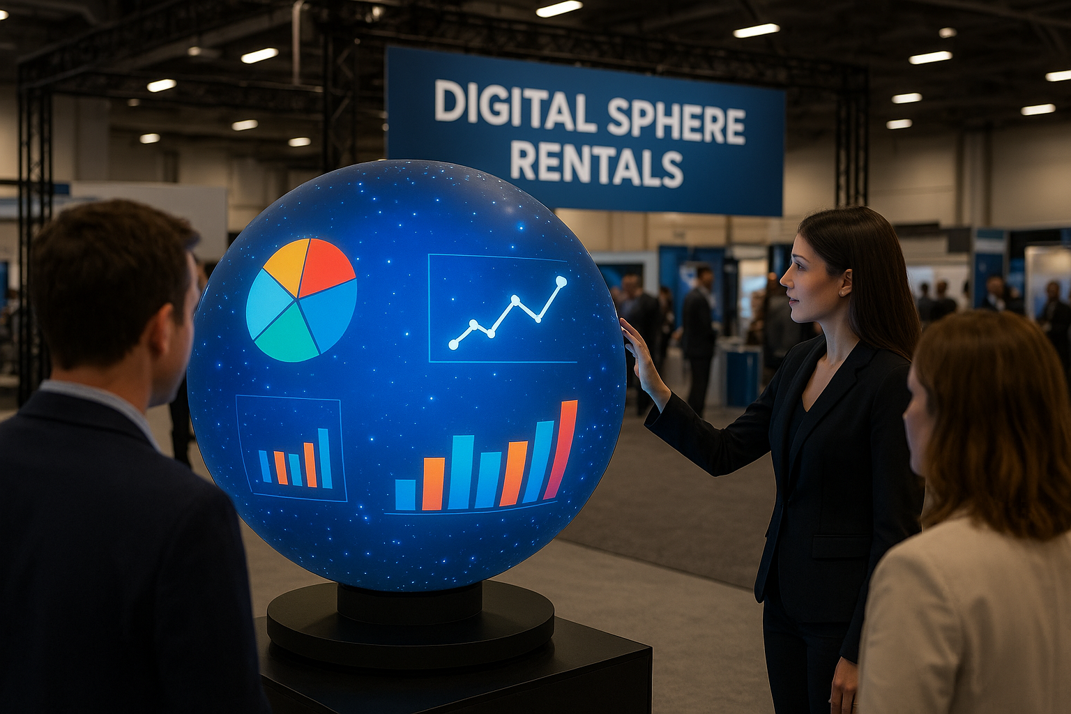 Digital Sphere Rentals for Marketing Campaigns displaying interactive content at a commercial event